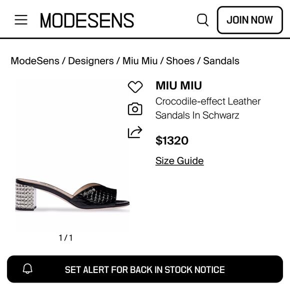 Miu Miu Black Embossed Croc Crystal Embellished Heel Slide Sandals. 39 eu (9 us) - Picture 8 of 8